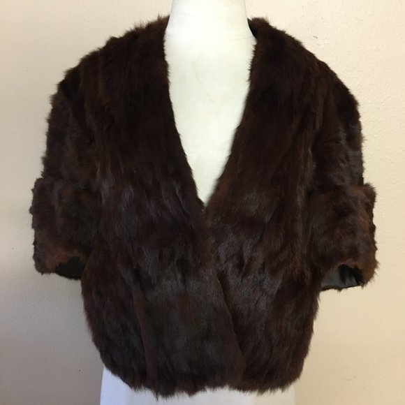 Vintage Fur Salon Striplings Dark Brown Rabbit Fur Cape Shawl cover Formal party - Picture 4 of 14